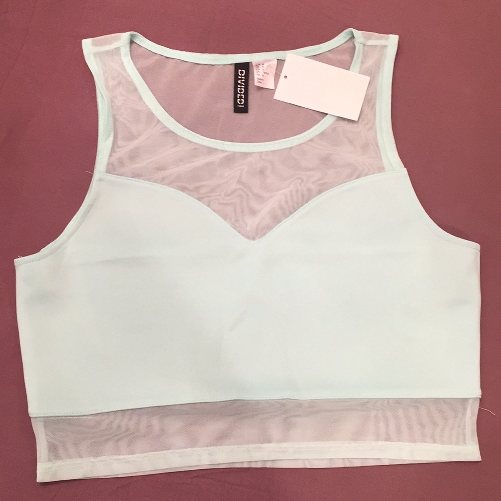 H&M Teal Mesh Crop Top